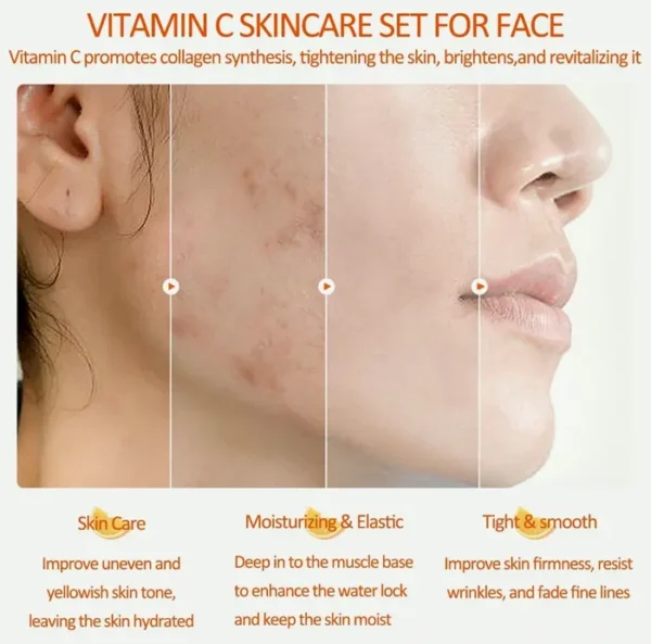 Vit C Skin Care Gift Set, 5-in-1 Including Wash, Refresher, Elixir