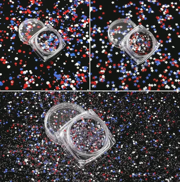 Dozen Boxes 4th of July Nail Glitter Art