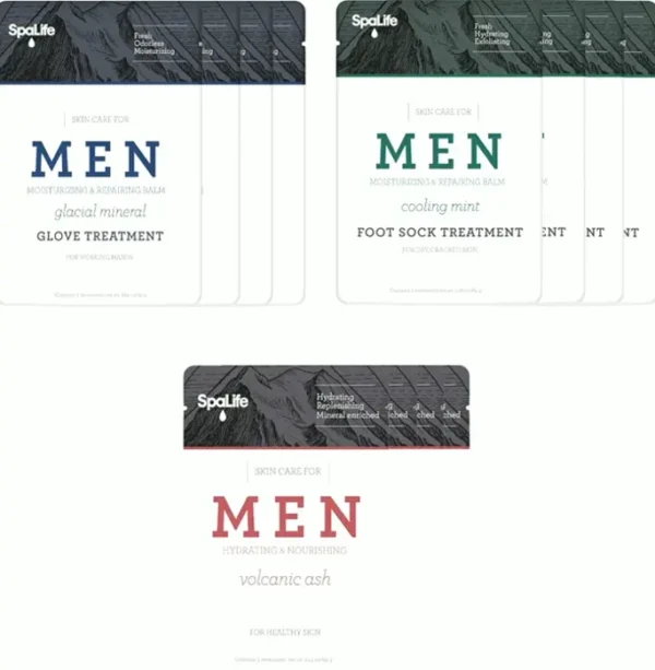 12-Piece Men's Spa Set with Hand Gloves, Mint Socks, and Face Mask
