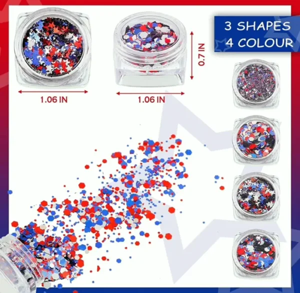 Dozen Boxes 4th of July Nail Glitter Art
