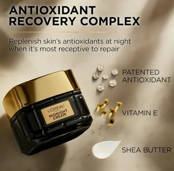 L'Oreal Paris Age Perfection Anti-Aging Nighttime Moisturizer, Reduce Wrinkles & Firm 1.7oz + Elixir Sample