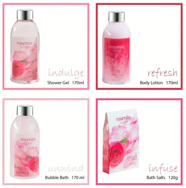 Heart Pink Flower Spa Bath Present Hamper