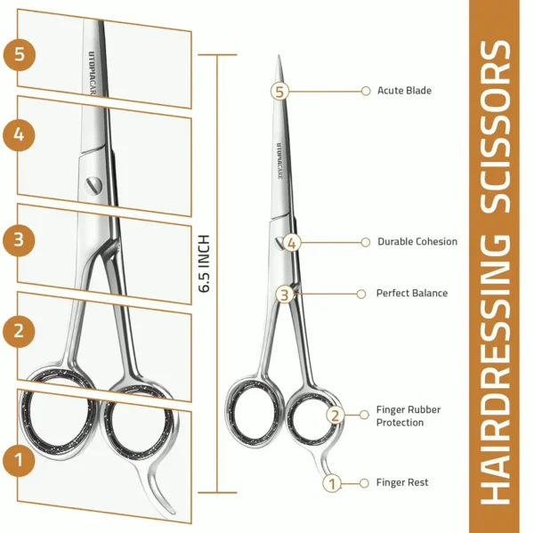 6.5-Inch Metal Haircutting Shears for Salons