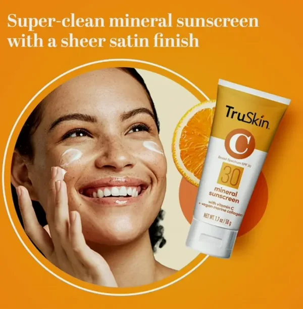 TrueSkin Non-Chemical Facial Sunscreen SPF 30 - Vegan, Featherweight, 1.7 fl oz