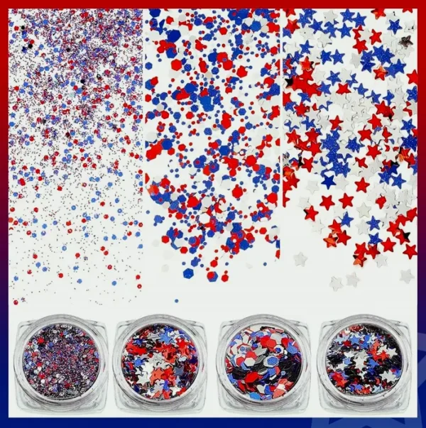 Dozen Boxes 4th of July Nail Glitter Art