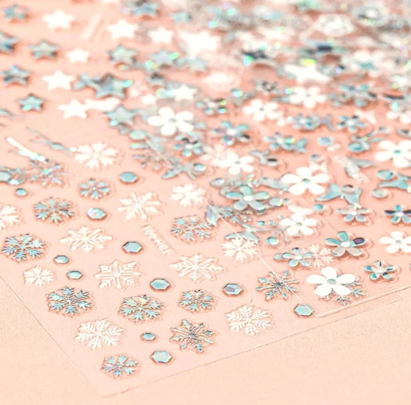 Thirty Sheet Metallic Nail Art Stickers Aurora Laser 3D Designs