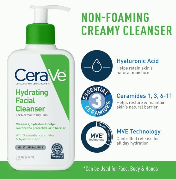 CeraVe Hydrating Skincare Kit | 8oz Cream & Facial Wash